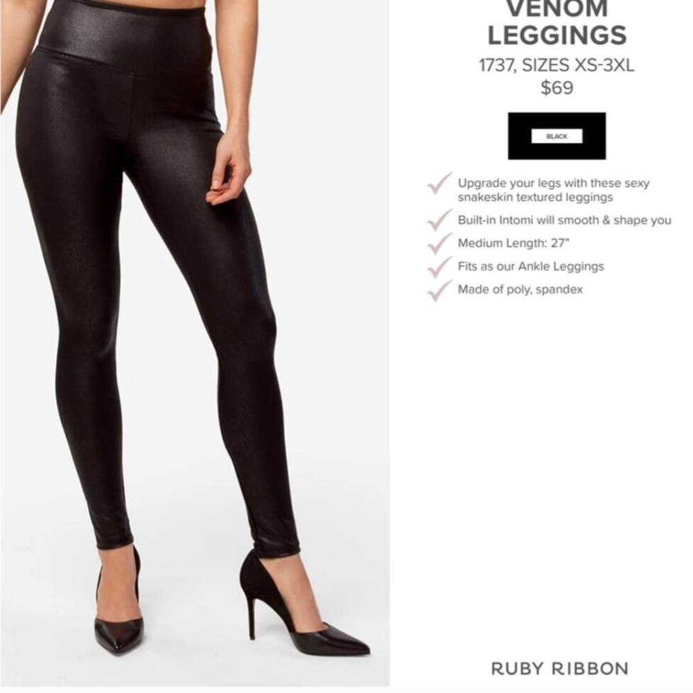 Ruby Ribbon Black High-Waist Leggings